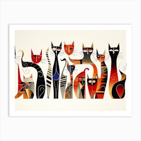 Group Of Cats Pop Art Print