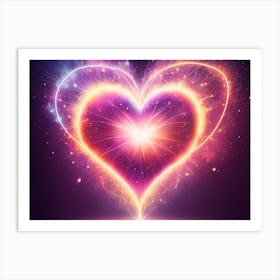 A Colorful Glowing Heart On A Dark Background Horizontal Composition 69 Art Print
