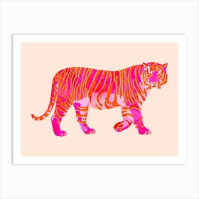 Pink Orange Tiger Art Print