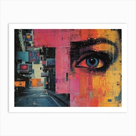 Analog Fusion: A Tapestry of Mixed Media Masterpieces Eye Of The City 1 Art Print