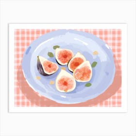 A Plate Of Figs, Top View Food Illustration, Landscape 3 Art Print