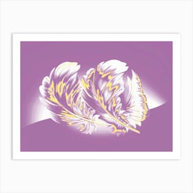 Feathers On Purple Background 1 Art Print