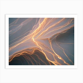 Abstract Background With Glowing, Orange Lines Flowing And Swirling, Resembling Energy Or Data Streams Art Print