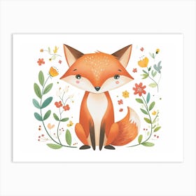 Little Floral Fox 2 Art Print