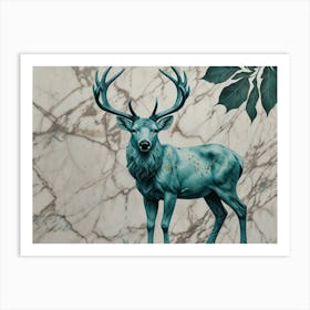 Deer On Marble Art Print