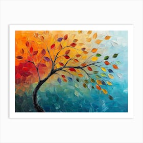 Vibrant Tree with Colorful Leaves 3d Abstract Painting 1 Art Print