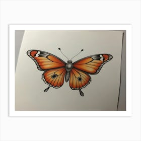 Orange Butterfly 2 Art Print