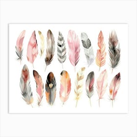 Watercolor Feathers 2 Art Print