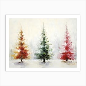 Three Christmas Trees 2 Art Print