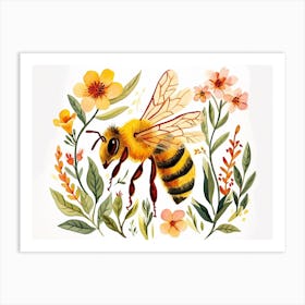 Little Floral Honey Bee 2 Art Print