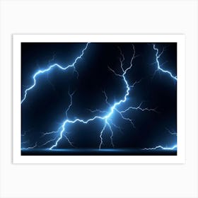 Abstract Blue Lightning Bolts On Black Background Art Print