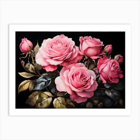 Default A Stunning Watercolor Painting Of Vibrant Pink Roses B 1 (1) Art Print