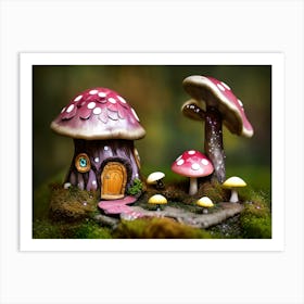 Red Mushroom Garden Art Print