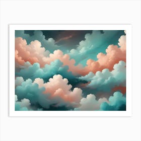 Abstract Image Of A Sky Filled With Clouds In Shades Of Blue And Orange Art Print