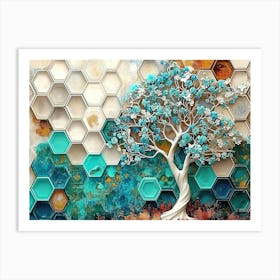 Tree With Hexagons Art Print