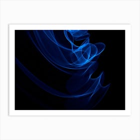 Glowing Abstract Curved Blue Lines 16 Art Print