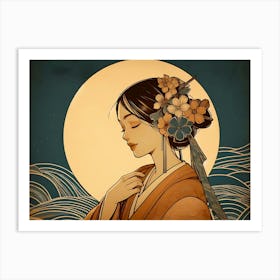 Japan Traditional Geisha Illustration By Ad 37 Art Print