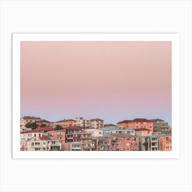 Pastel City Sunset Art Print