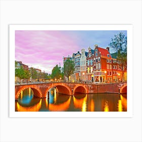 Amsterdam, Keizersgracht Canal At Dusk Art Print