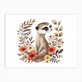 Little Floral Meerkat 2 Art Print