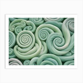 Abstract Background With Numerous Green Spirals Made Of Clay, Creating A Textured, Organic Pattern Art Print