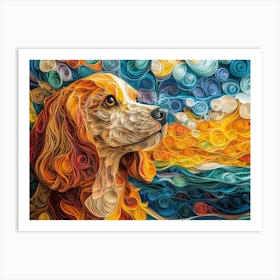 English Cocker Spaniel Paper Quilling Dog Portrait II Art Print