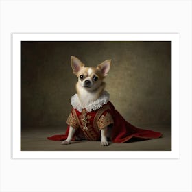 Chihuahua In A Red Coat Art Print