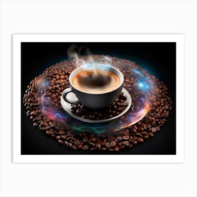 Coffee Cup With Coffee Beans 1 Art Print