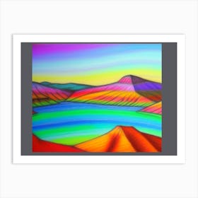 Authentic Oil Pastel Rainbow Mountains Art Print