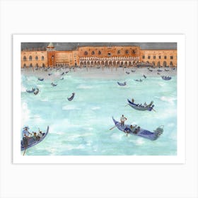 Venice city water illustration Art Print