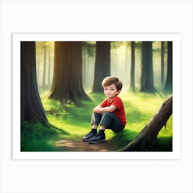 Little Boy In The Forest Art Print