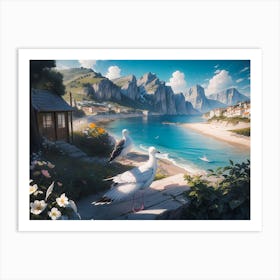 Mediterranean Coastal Painting #2 Art Print