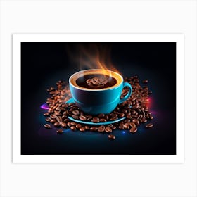 Coffee Cup With Flames Art Print