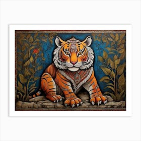 Default Traditional Madhubani Style Painting Of A Tiger On A T 0 (2) Art Print