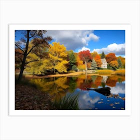 Autumn Leaves On A Lake Art Print