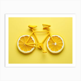 Lemon Bicycle On Yellow Background Art Print