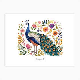 Little Floral Peacock 1 Poster Art Print