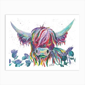 Colourful Highland Cow Art Print