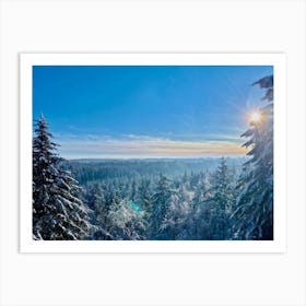 Enchanting Winter Scene Encapsulating The Essence Of The North Snow Covered Pines Bending Towards T Poster