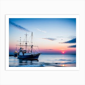 Sunset On The Beach - Ai Art Print