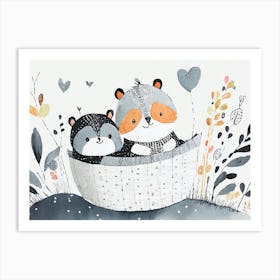 Little fantasy Bears In A Basket Art Print