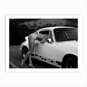 Sexy girl with Porsche 911 Art Print