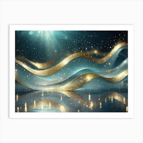 Sparkling golden waves in the sea 1 Art Print