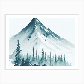 Mountain And Forest In Minimalist Watercolor Horizontal Composition 229 Art Print