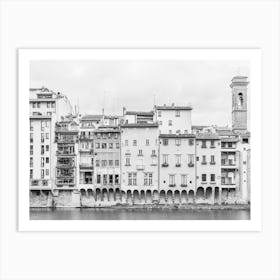 Black And White Street View In Florence In Italy Art Print