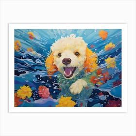 Poodle Dog Swimming In The Sea Art Print