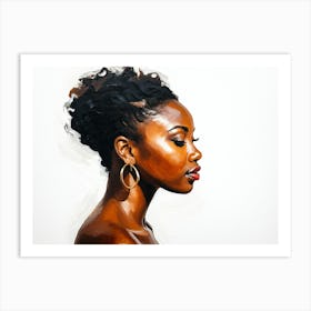 Side Profile Of Beautiful Woman Oil Painting 129 Art Print