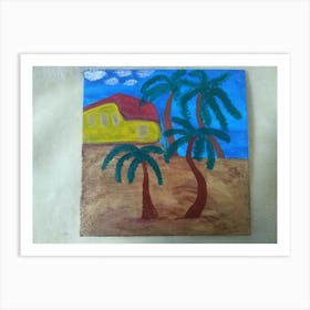 Palm Trees And House 1 Art Print