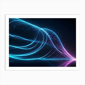 Abstract Image Of A Glowing Blue And Pink Wave Against A Dark Background Art Print