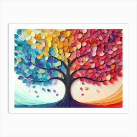 Colorful Tree with Multicolor Leaves 1 Art Print